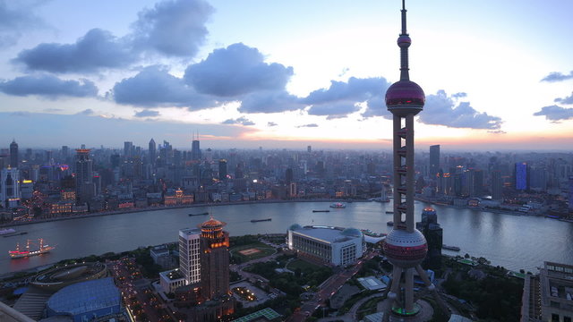 China Shanghai from day to night, timelapse.