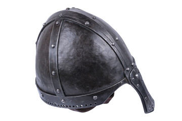 Heavy duty conical norman helmet on a white background