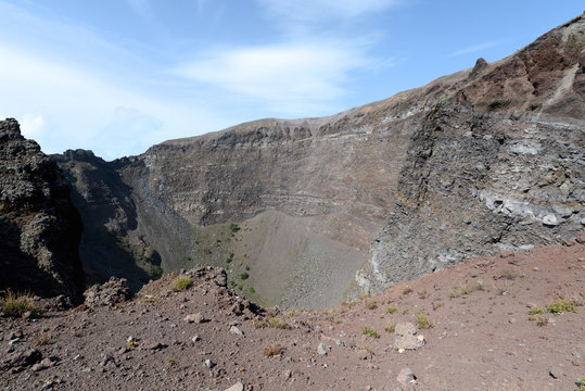 Inside the Mount Vesuvius volcano crater