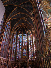 Paris - Interiors of the Sainte-Chapelle (Holy Chapel). The Sainte-Chapelle is a royal medieval Gothic chapel in Paris and one of the most famous monuments of the city