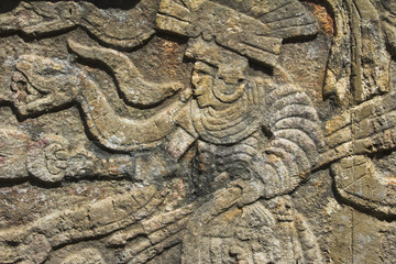 Mayan rock design at the archaeological site of Chichen Itza in Mexico 
