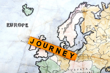 Fototapeta premium Word Journey on world map background