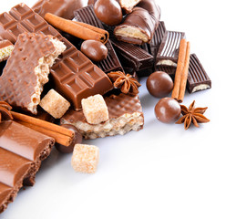Chocolate sweets isolated on white