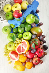 Fruits on wooden background