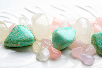 Semiprecious stones on a dish