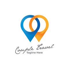 Maps Couple Travel Logo icon