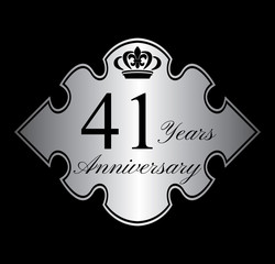 41 anniversary silver emblem with crown