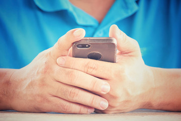 Man using smart phone