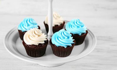Cupcakes on plates closeup