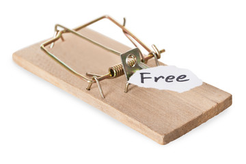 Closeup Of Mousetrap With Free Sign