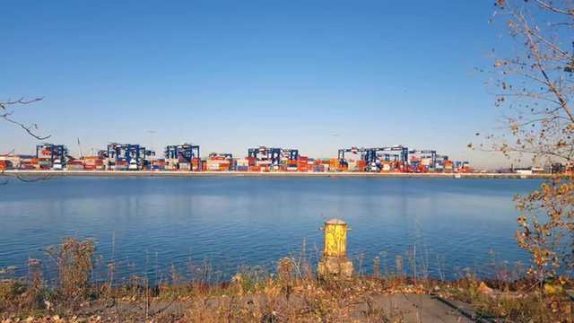Shipping Containers movement at Port Yard Time Lapse 4K