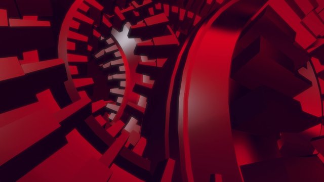 random red cogs geometric blocks abstract motion background