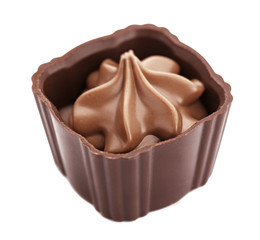 Chocolate praline candy, isolated on white