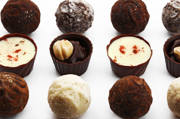 Assorted collection of chocolate candies and sweets, close-up