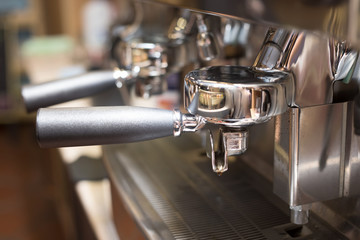 Process of preparation of coffee, a closeup.