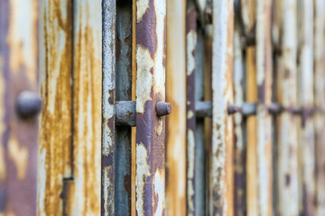 Old rusty metallic or steel or iron door.