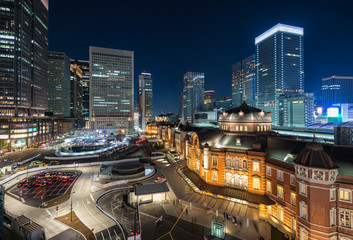 Fototapeta na wymiar Night view of Tokyo Station 