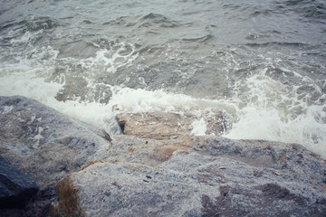 View of rocky coast on the beach