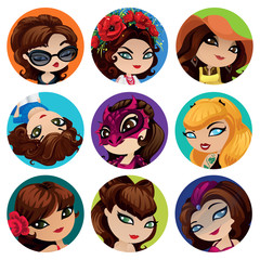 Set of nine vector avatars