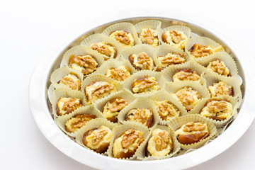 Dates with mascarpone cheese and walnuts