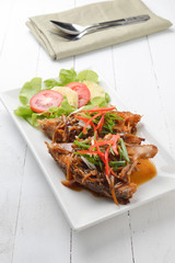 chinese fried fish with oyster sauce and ginger
