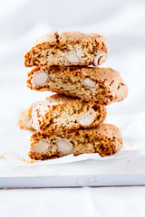 Freshly baked crunchy almond cookies