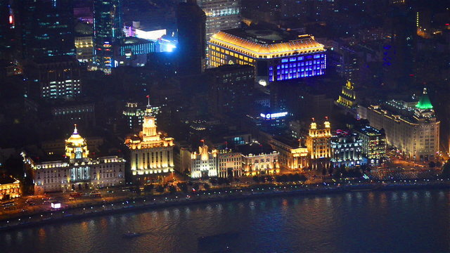 Bund or Waitan waterfront at night in Shanghai 
