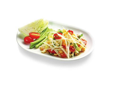 Thai spicy food on white background

