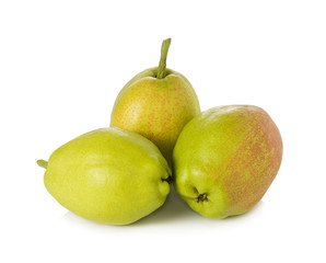 Yellow pears on white background