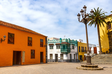 Main square in Garachico with monastery of San Francisco, Tenerife, Spain