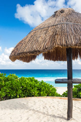 Sun umbrella on beautiful beach