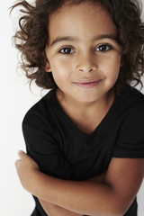 Cool young boy in close up, smiling