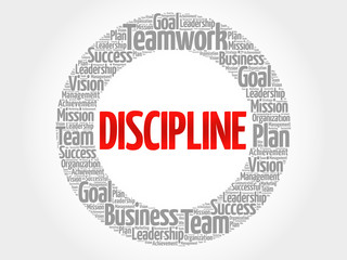 DISCIPLINE circle stamp word cloud, business concept