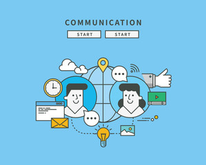 simple color line flat design of communication, modern vector illustration
