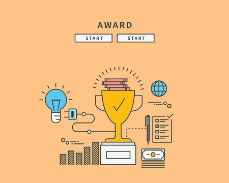 simple color line flat design of awards, modern vector illustration