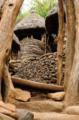 Naklejka premium Ethiopian village in Omo valley