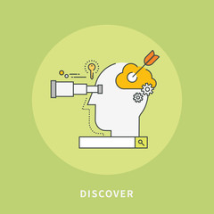 circle color line flat design of discover idea, modern vector illustration