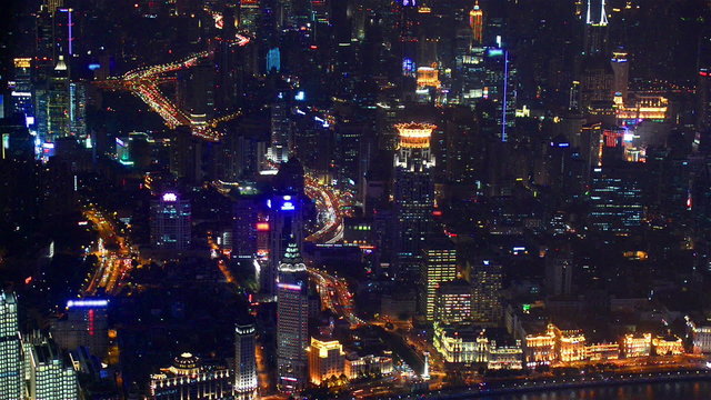 Bund or Waitan waterfront at night in Shanghai 