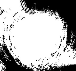 vintage circle scratched black ink background, grunge splash, paint brush