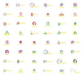 Linear style abstract logo mega set