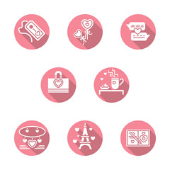 Happy Valentines Day round pink icons