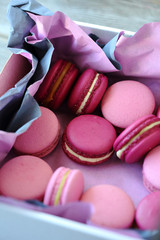 sweet macaroons with caramel and whit chocolate