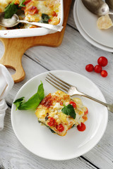 piece of lasagna on plate
