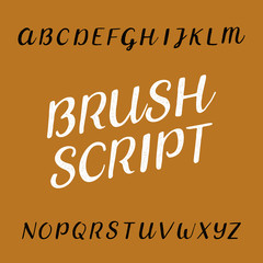 Brush script distressed alphabet vector font. Hand drawn letters for labels, headlines, posters etc.