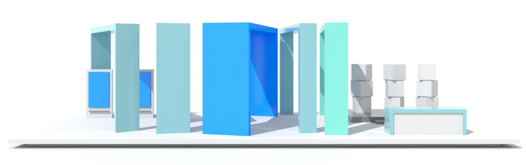 Blank and empty exhibition booth, with copy space. Original project and 3d illustration.