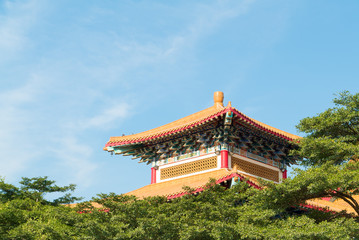 Chinese temple with tree and sky
