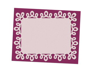 Christmas plum card with space and christmas openwork, lacy, patten, rewattled ornament  isolated on white background