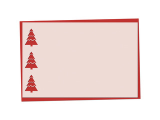 Christmas red card with fir-tree and christmas openwork, lacy, patten, rewattled ornament  isolated on white background