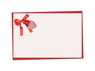 Holiday Card. St. Valentines day. Confess his love,  declaration of love, Invitation, decorated heart and bow. Isolated on the white.