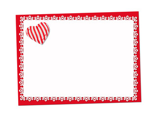 Obraz premium Holiday delicate, lacy card. St. Valentines day. Confess his love, declaration of love, Invitation, decorated striped fabric heart. Isolated on the white.